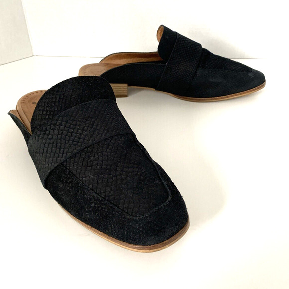 Free People At Ease Mule Black Texture Slip On Loafer Flat Round Toe Sue… - Picture 5 of 9